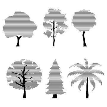 Trees silhouette set, horizontal line, vector illustration Stock Illustration