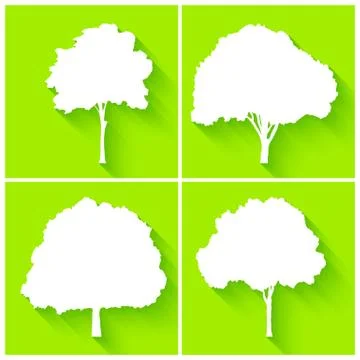 Trees silhouette set vector Stock Illustration