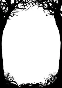 Trees silhouettes frame Stock Illustration