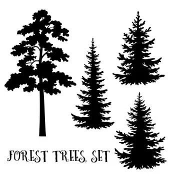 Trees Silhouettes Stock Illustration