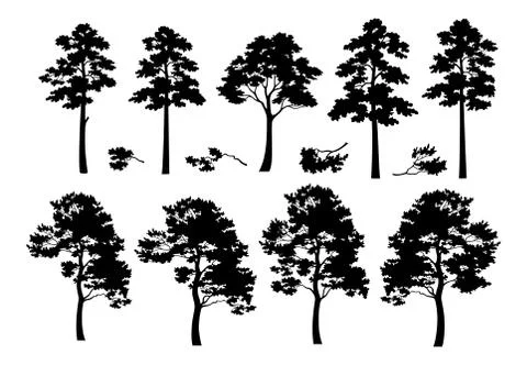 Trees Silhouettes Stock Illustration