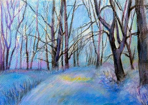 Trees in the snow Stock Illustration