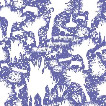 Trees in the snow in winter park on very peri background Stock Illustration