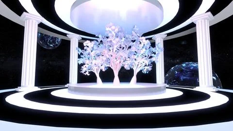 Trees in the temple Stock Illustration