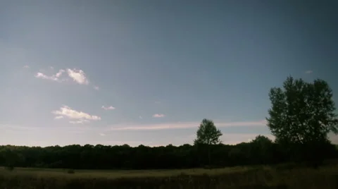 Trees, time lapse, view of the field and forest in autumn Stock Footage 42127620