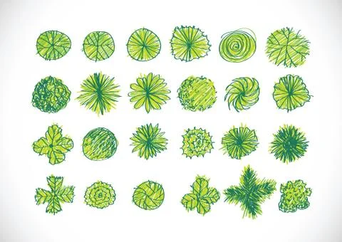 Trees top view for architecture landscape design projects イラスト素材
