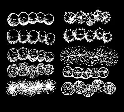 Trees top view for architecture landscape design projects Illustrazione stock