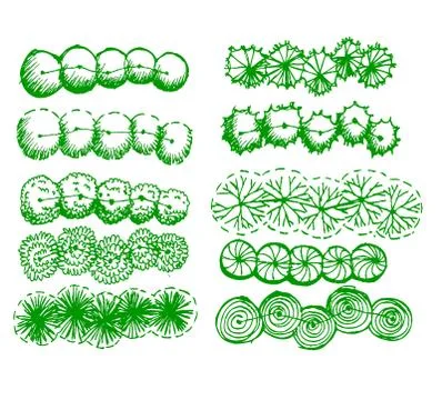 Trees top view for architecture landscape design projects Stock Illustration