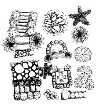 Trees top view for architecture landscape design projects イラスト素材
