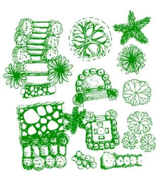 Trees top view for architecture landscape design projects イラスト素材