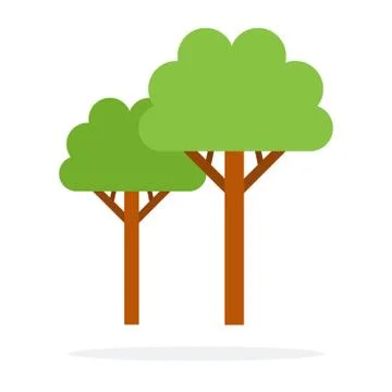 Trees vector flat material design isolated object on white background. Stock Illustration