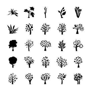 Trees Vector Icons Collection Stock Illustration