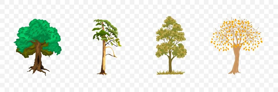 Trees vector illustration on blank background Illustrazione stock