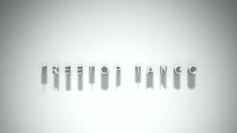 TREETOP TANGO 3D title animation with shadows on a white background Stock Footage 296776465