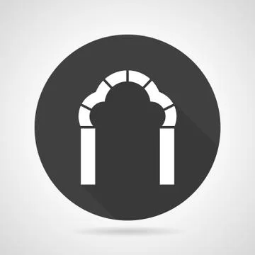 Trefoil arch black round vector icon Stock Illustration