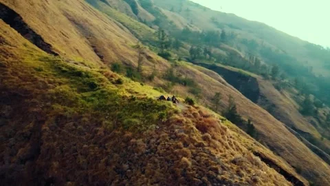 On the trek to Mount Rinjani Stock Footage 288839016