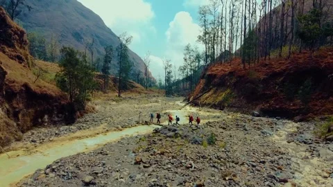 On the trek to Mount Rinjani Stock Footage 288839597