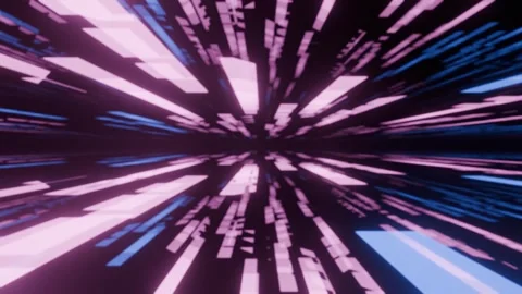 Trek in space straight view with motion blur effect purple and blue element Stock Footage 328897611
