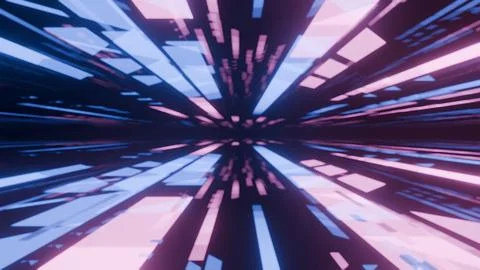 Trek in space straight view with motion blur effect purple and blue element Stock Illustration