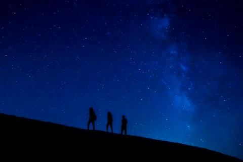 Treking at night Stock Photos