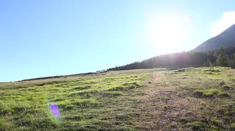 Trekkers in mountain landscape Vídeo Stock 45046897