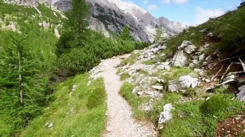 Trekking in beautiful Italian Alps - Dolomites. Stock Footage