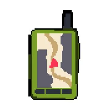 Trekking handheld gps pixel art vector illustration 스톡 일러스트