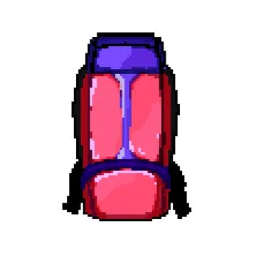 Trekking hiking backpack pixel art vector illustration Stock Illustration