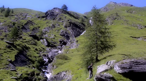 Trekking. Man into the wild. Stock Footage 34466313