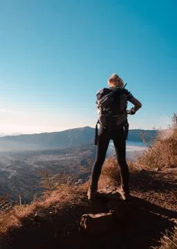 Trekking to Mount Bromo East Java Indonesia Stock Photos