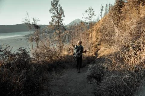 Trekking to Mount Bromo East Java Indonesia. Stock Photos