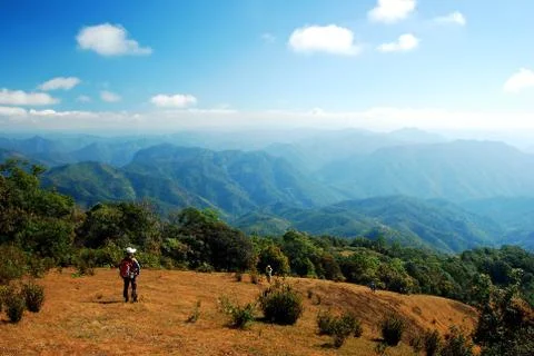 Trekking on the mountain Foto stock