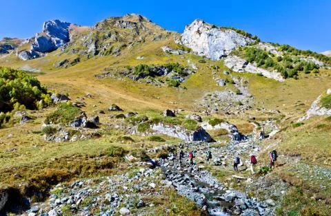 Trekking in the mountains Stock Photos