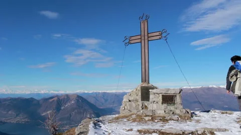 Trekking in the mountains with snow Stock Footage 46227947