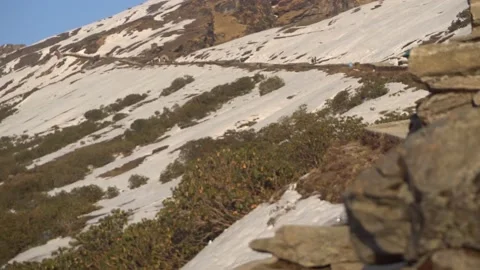 Trekking route built from the side of the mountain to Tungnath temple 動画素材 205814474