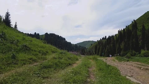 Trekking route in the mountains. Stock Footage 132987348