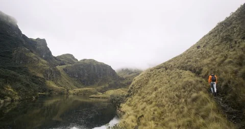 Trekking through mountains with postcard view of mountains Stock Footage 87213773