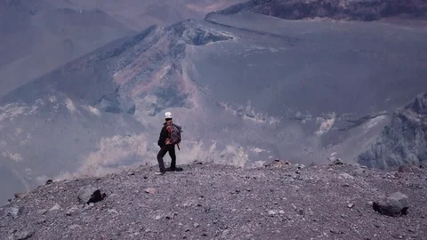 Trekking in volcano, Andean mountain range Stock Footage 119394446