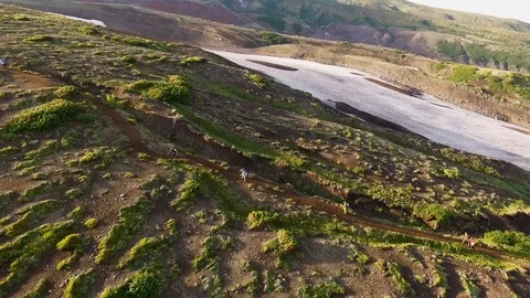 Trekking to the volcano on the Kamchatka  Video stock 109073359