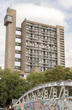 Trellick Tower is indeed recognized for its unique aesthetic and status as .. Stock Photos