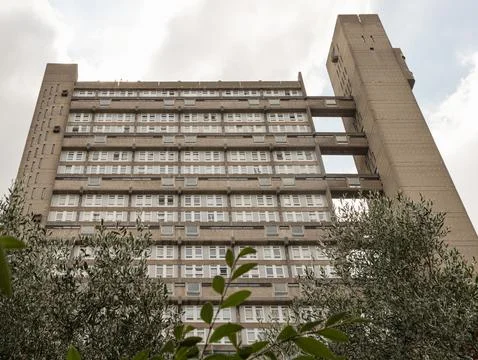 Trellick Tower is indeed recognized for its unique aesthetic and status as .. Stock Photos