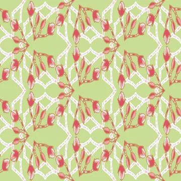 Trellis with flower buds seamless vector pattern 스톡 일러스트