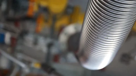 Trembling corrugated pipe on the equipment Stock Footage 48363437