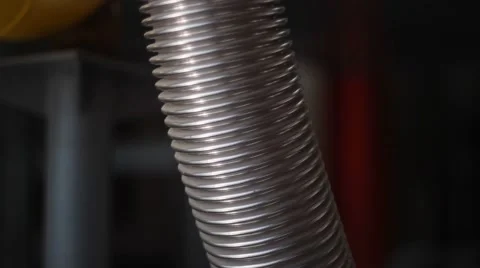 Trembling corrugated pipe on the equipment Stock Footage 48363475