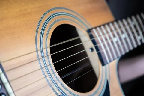 Trembling guitar string, mechanical shutter blur.  Stock Photos