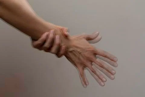 Trembling hand problem, nervous gesture Stock-Fotos