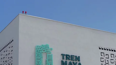 Tren Maya Station and Ancient Pyramid in Chetumal, Quintana Roo Stock Footage 336467598