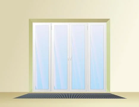 Trench convector under the balcony door. Stock Illustration