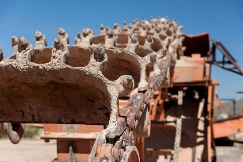 Trench digger, digging machine Stock Photos