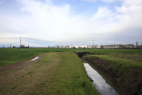 Trench full of water Stock Photos